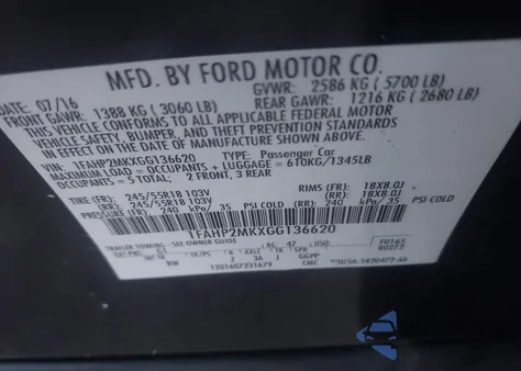 2016 Ford Police Interceptor from USA, damaged, VIN 1FAHP2MKXGG136620